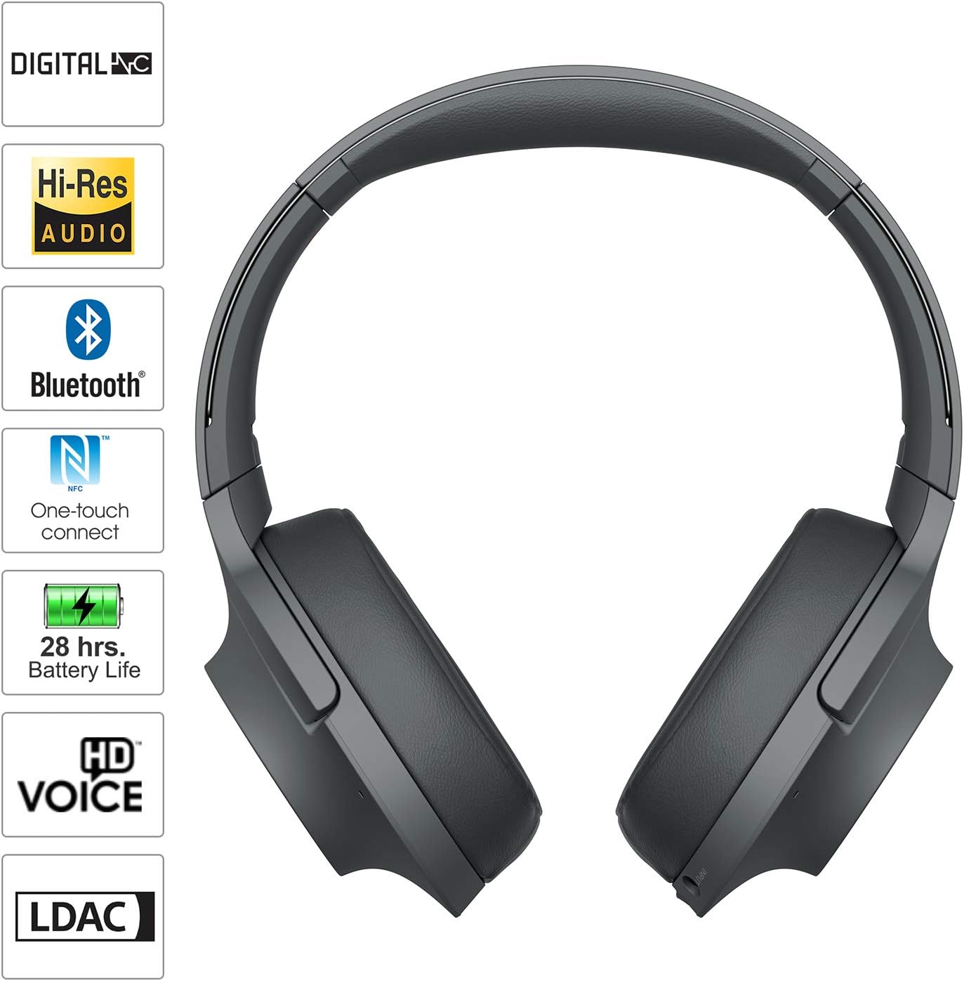 Sony WHH900N Hear On 2 Wireless Overear Noise Cancelling High Resolution Headphones, 2.4 Ounce