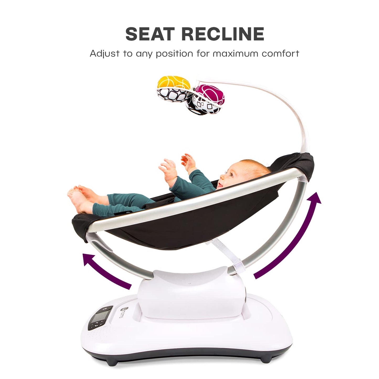 4moms mamaRoo 4 Multi-Motion Baby Swing + Safety Strap Fastener, Bluetooth Baby Swing with 5 Unique Motions, Nylon Fabric, Grey