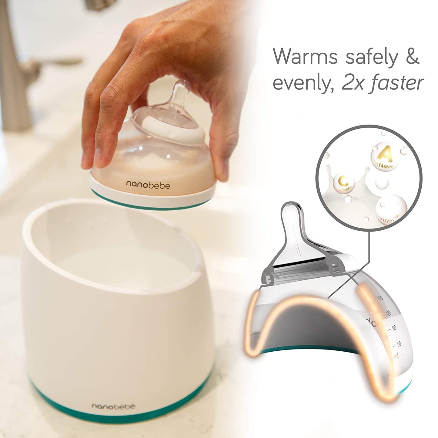 Nanobebe Baby Bottles Breastmilk Starter Set, Anti Colic Newborn Bottle Protects Breast Milk Nutrients, Breastfed Baby Bottles Set Includes Bottle Warmer (ttpm Award Winner)