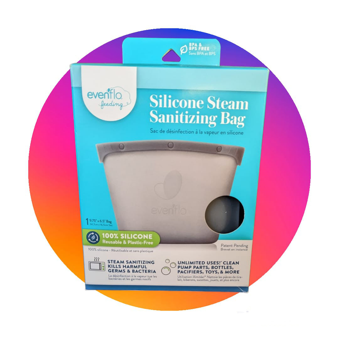 evenflo microwave sterilizer Evenflo Silicone Stream Sanitizing Bag – Hand Me Downe
