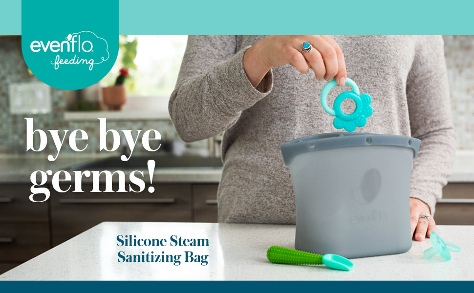 Evenflo Silicone Steam Sanitizing Bag  Kill Germs & Bacteria – Evenflo  Feeding