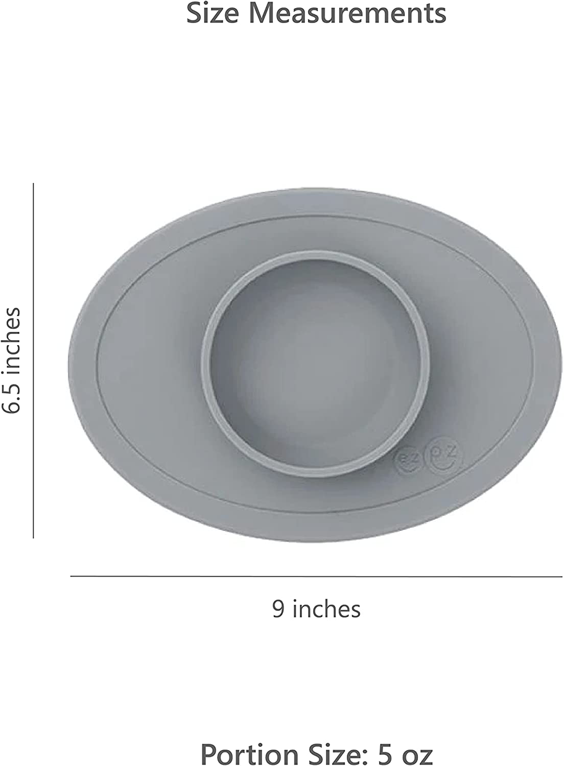 ezpz Tiny Bowl - 100% Silicone Suction Bowl with Built-in Placemat for First Foods + Baby Led Weaning - Fits on All Highchair Trays - 4 Months+ (Grey)