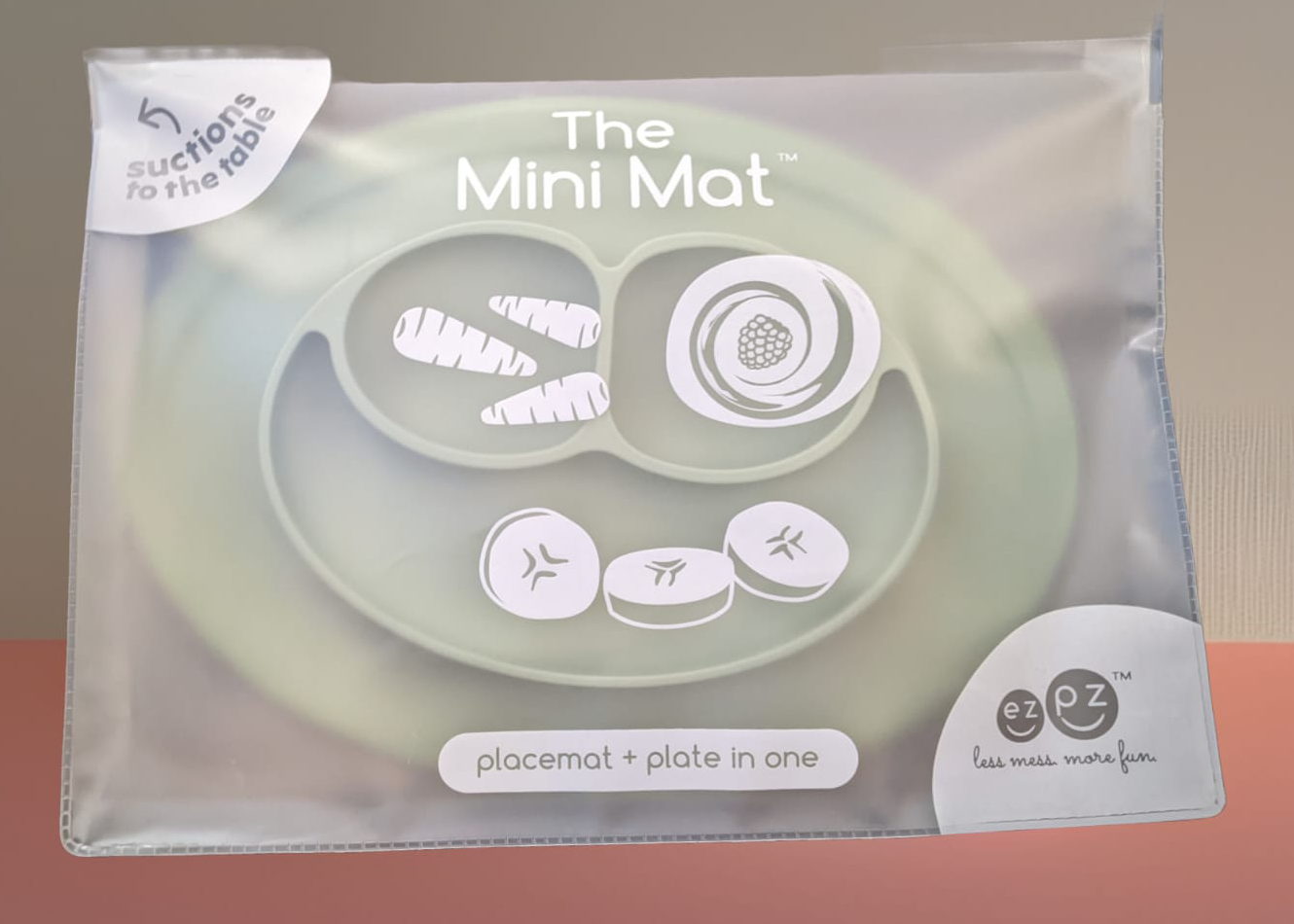 ezpz Tiny Bowl - 100% Silicone Suction Bowl with Built-in Placemat for First Foods + Baby Led Weaning - Fits on All Highchair Trays - 4 Months+ (Grey)